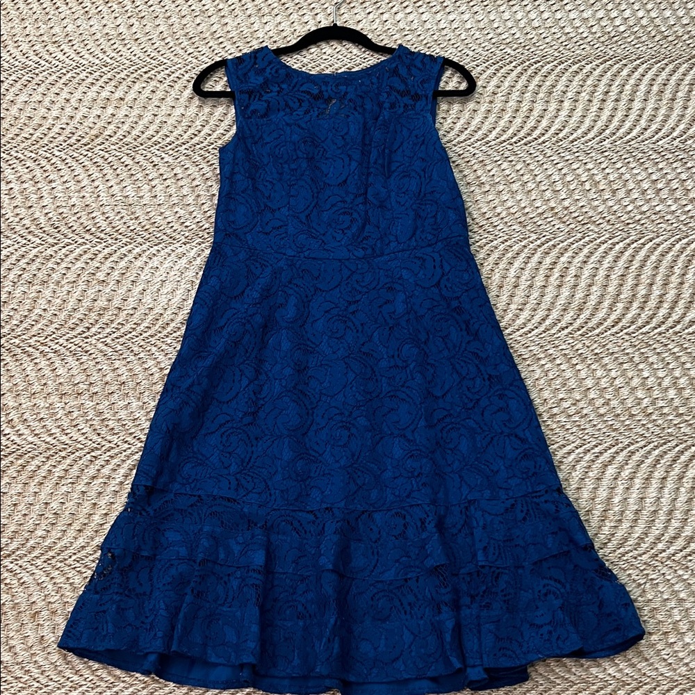 Adrianna Papell Royal Blue Lace Dress